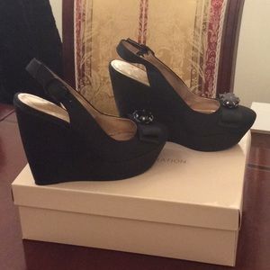 BCBGenaration Jannie Satin Platform Wedge Sandals